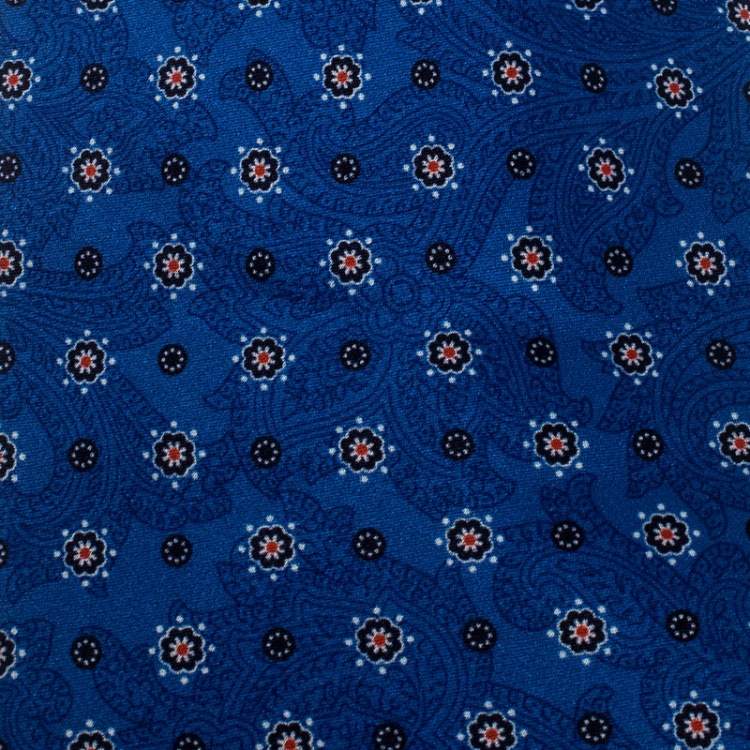 Pre Owned Brioni Blue Paisley and Floral Print Silk Tie