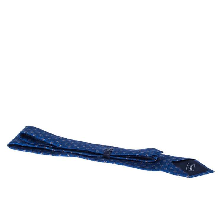 Pre Owned Brioni Blue Paisley and Floral Print Silk Tie