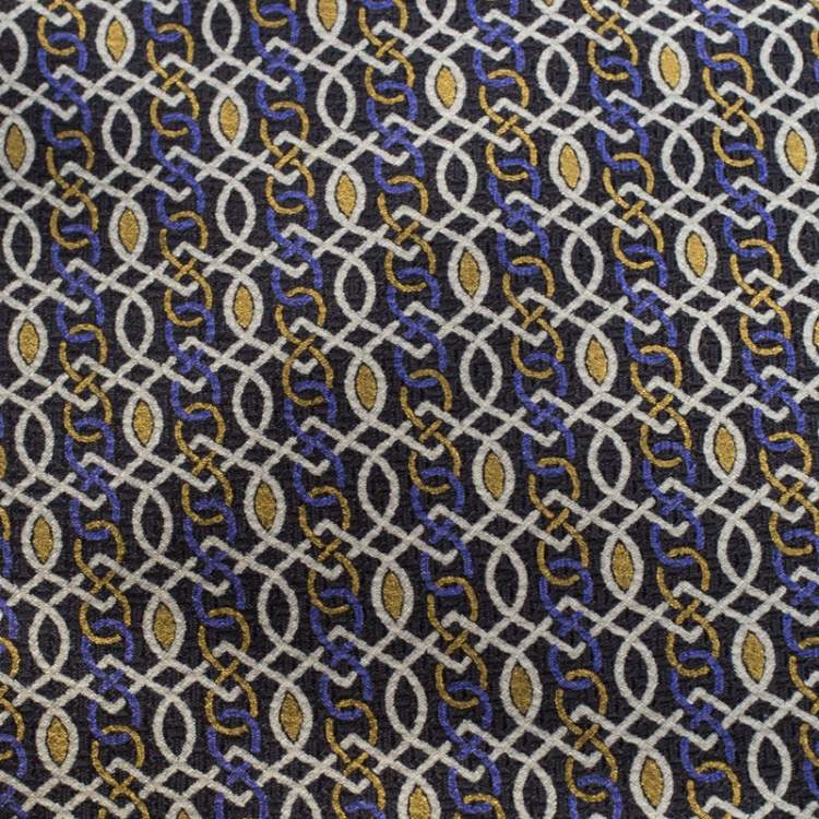 Pre Owned Brioni Multicolor Lattice Foil Print Traditional Silk Tie