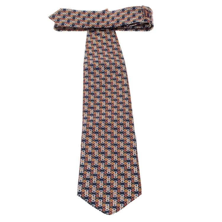 Pre Owned Brioni Multicolor Geometric Print Silk Traditional Tie