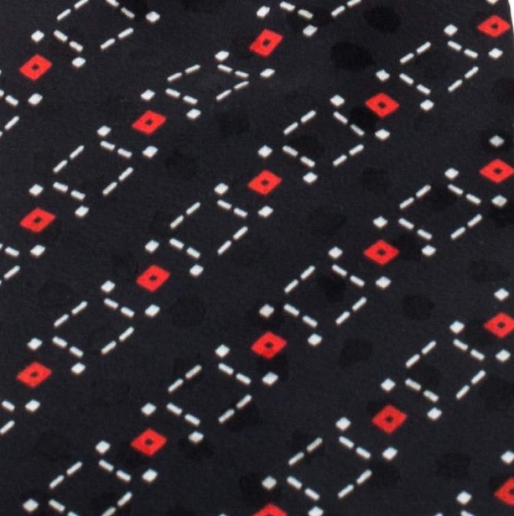 Pre Owned Brioni Black Geometirc Print Silk Traditional Tie