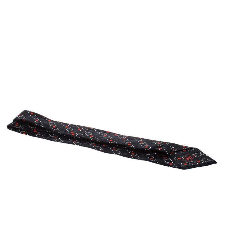 Pre Owned Brioni Black Geometirc Print Silk Traditional Tie