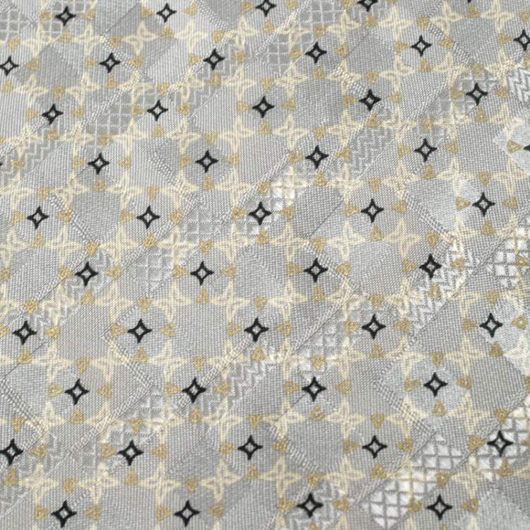 Pre Owned Brioni Vintage Pale Pearl Grey Jacquard & Printed Silk Tie