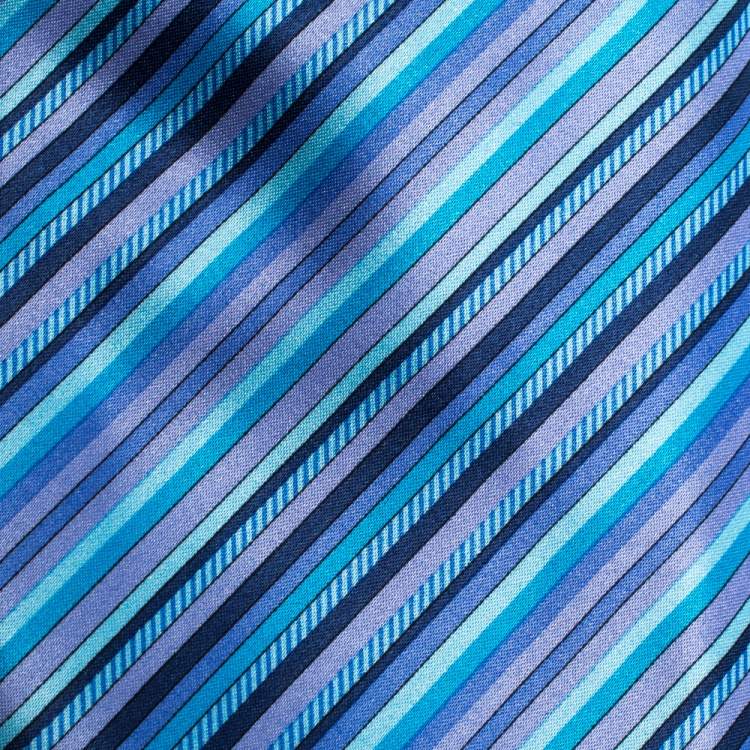 Pre Owned Brioni Blue & Purple Diagonal Striped Silk Tie