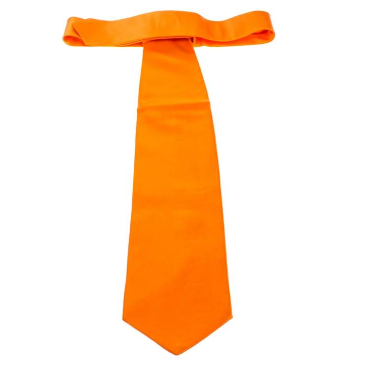 Pre Owned Brioni Orange Traditional Silk Tie
