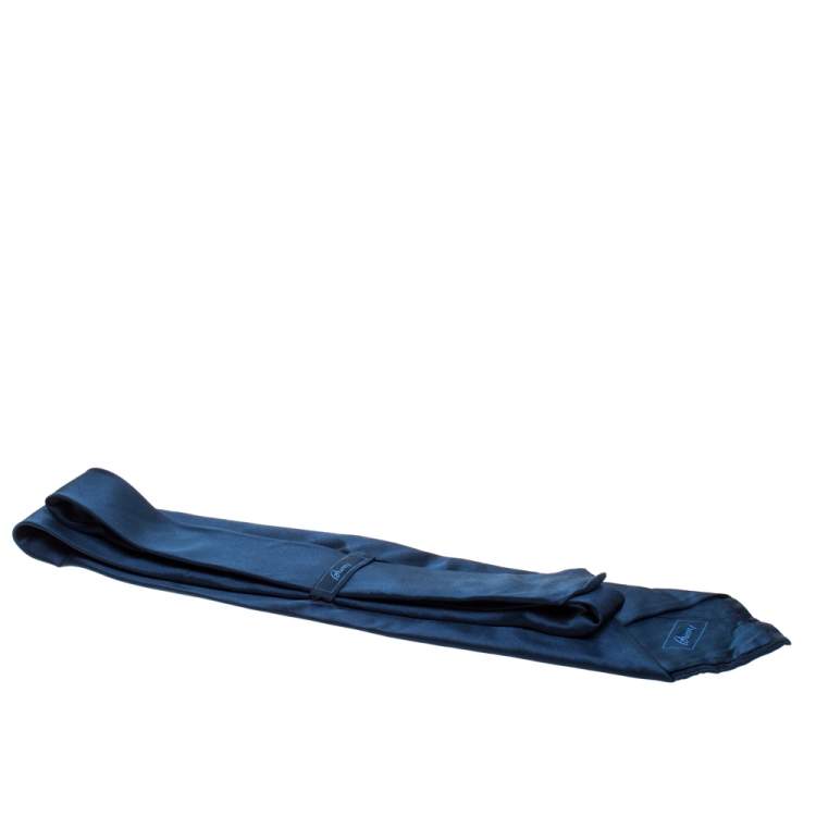 Pre Owned Brioni Navy Blue Satin Silk Traditional Tie