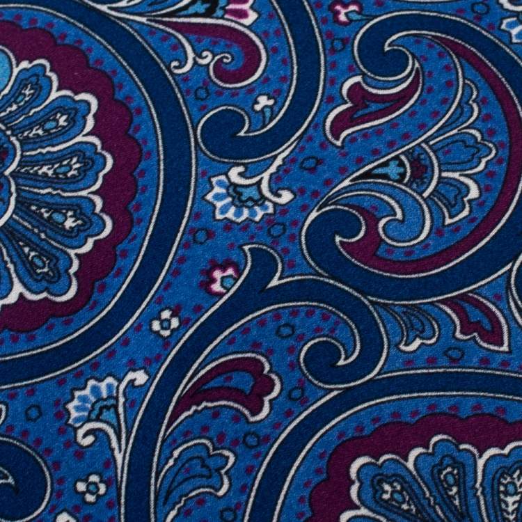 Pre Owned Brioni Blue Paisley Print Traditional Silk Tie
