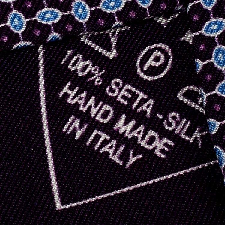 Pre Owned Brioni Purple Printed Silk Traditional Tie 