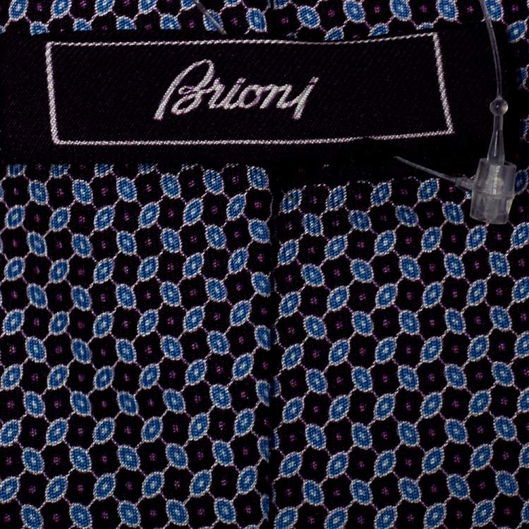 Pre Owned Brioni Purple Printed Silk Traditional Tie 