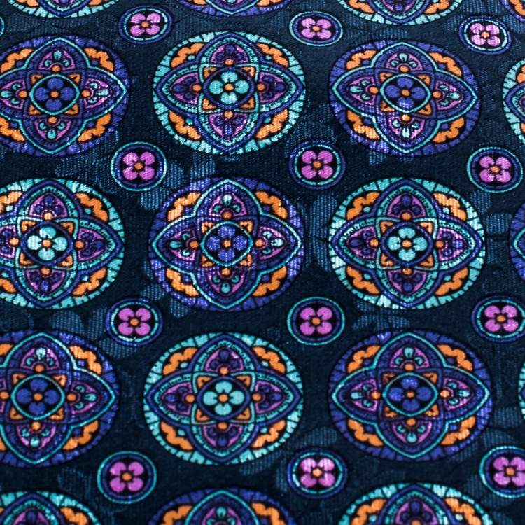 مملوكة مسبقًا Brioni Teal Blue Floral Print Silk Tie