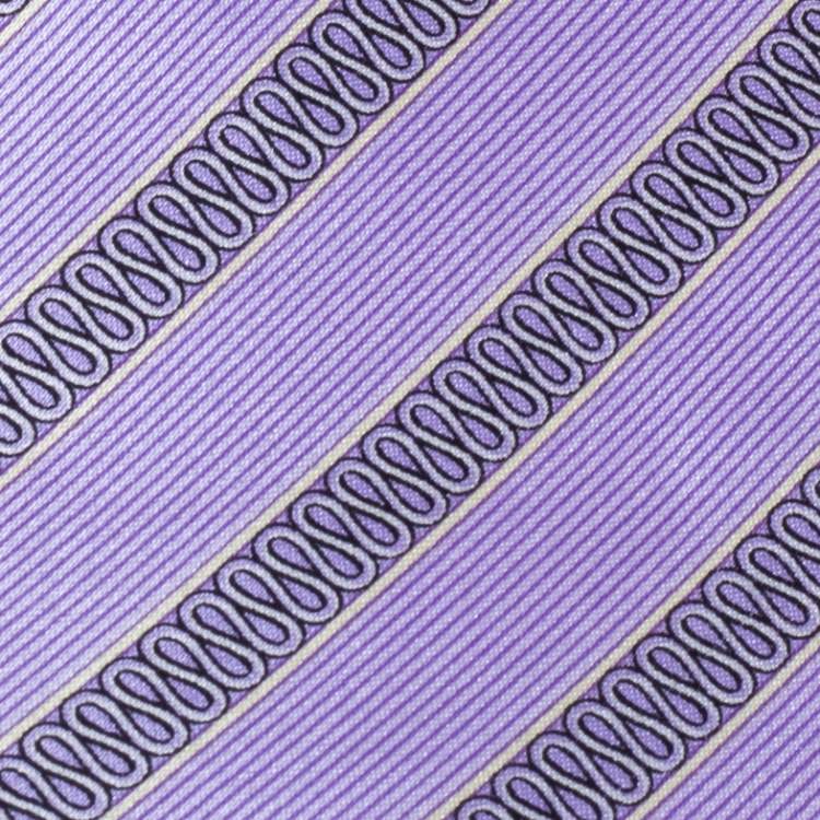 Pre Owned Brioni Purple Diagonal Stripe Print Silk Satin Tie