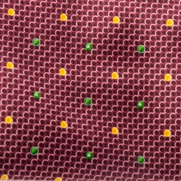 Pre Owned Brioni Burgundy Circle Print Silk Tie