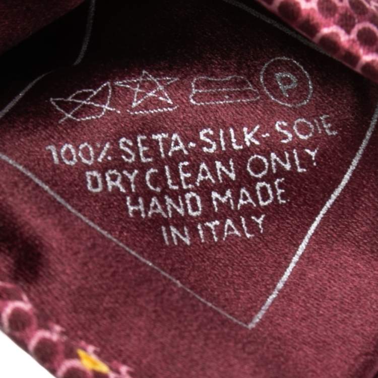 Pre Owned Brioni Burgundy Circle Print Silk Tie