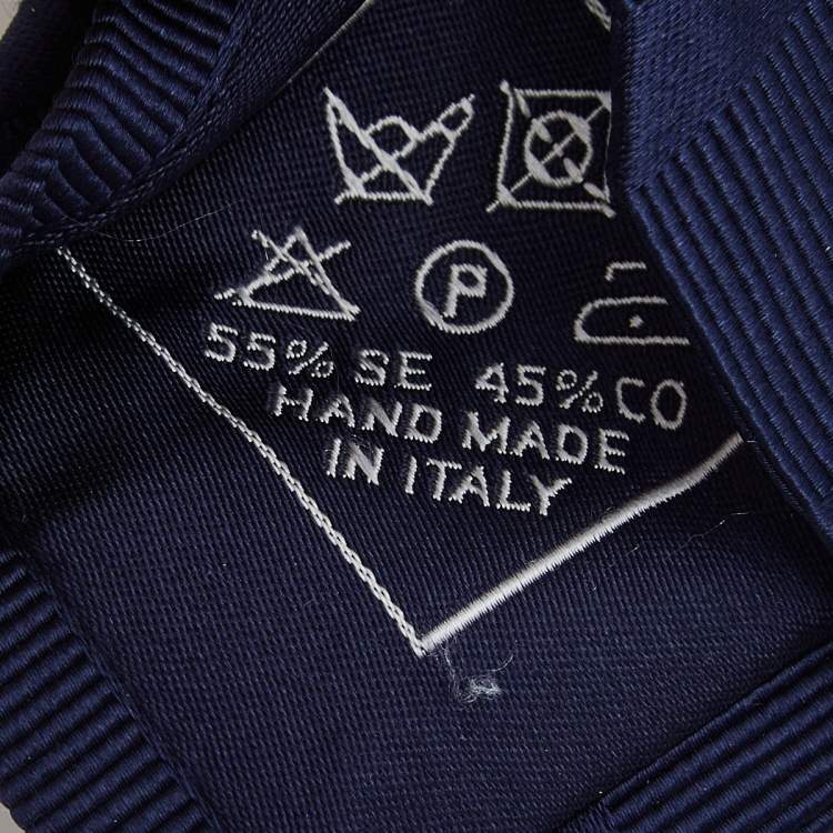 Pre Owned Brioni Navy Blue Striped Jacquard Silk Tie