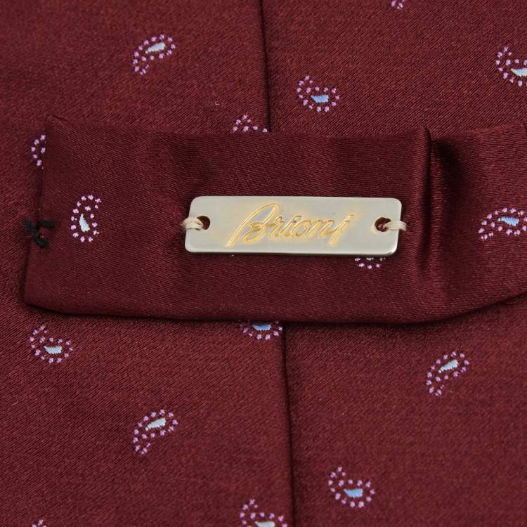 مملوكة مسبقًا Brioni Red Paisley Printed Silk Tie