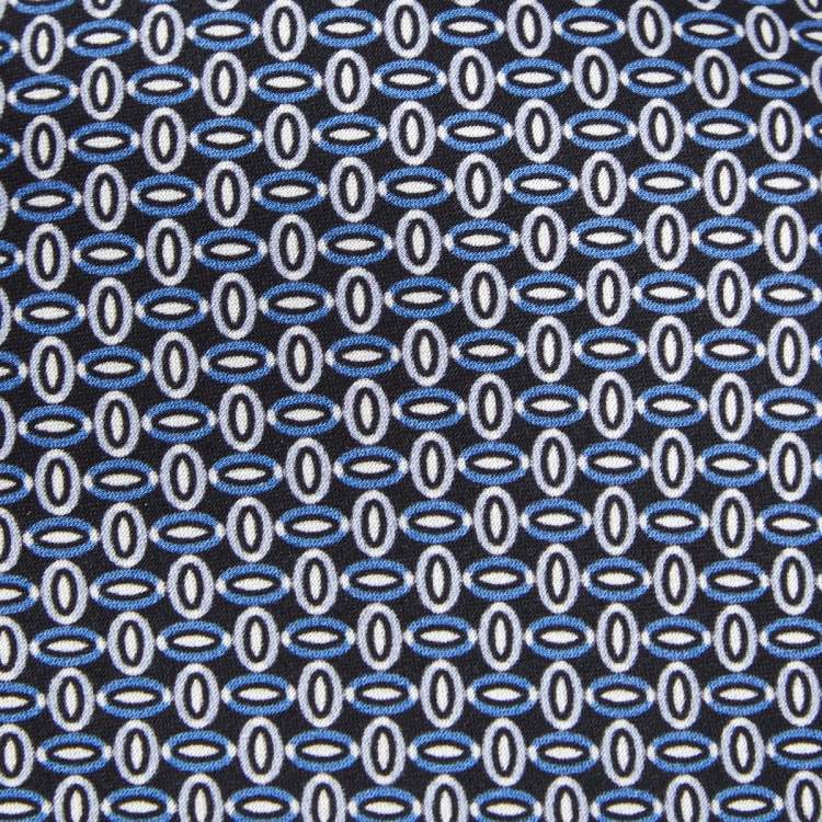Pre Owned Brioni Blue Printed Silk Satin Tie