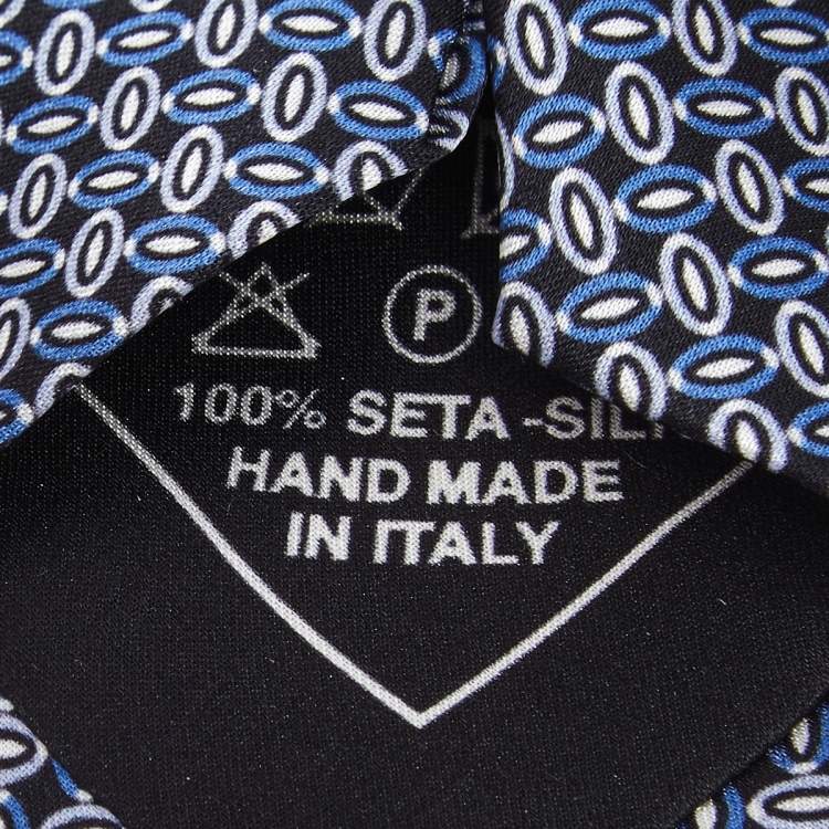 Pre Owned Brioni Blue Printed Silk Satin Tie