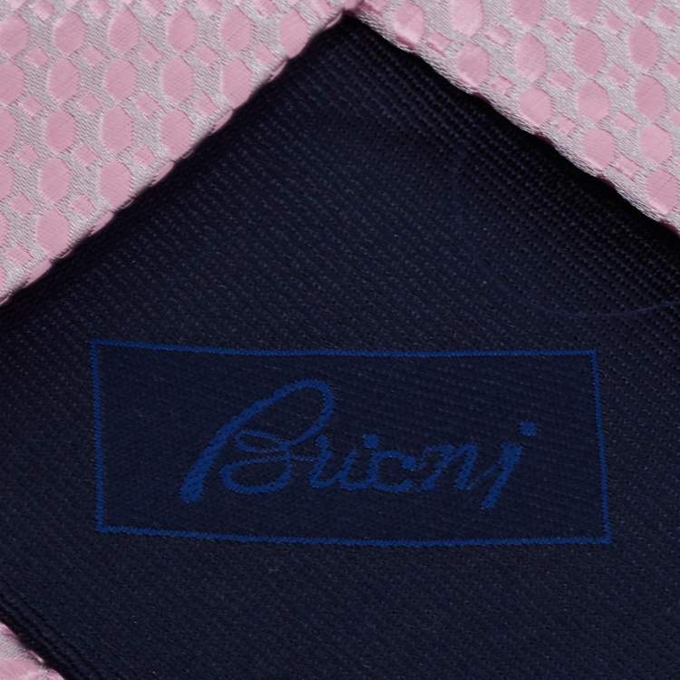Pre Owned Brioni Pink Geometric Motif Jacquard Silk Tie