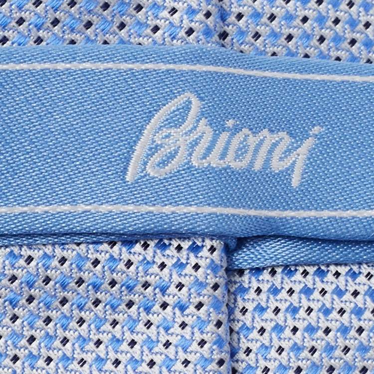 Pre Owned Brioni Blue Micro Motif Jacquard Silk Tie