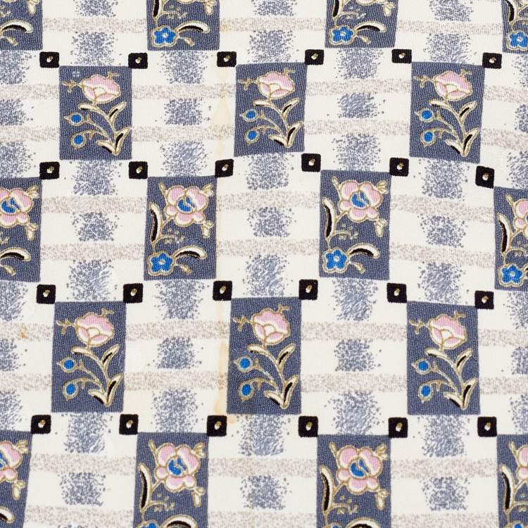 Pre Owned Brioni Cream Printed Silk Traditional Tie