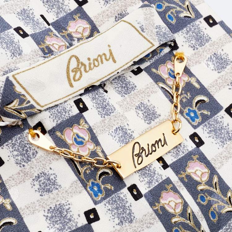 Pre Owned Brioni Cream Printed Silk Traditional Tie