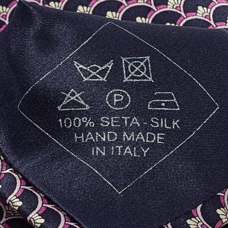 مملوكة مسبقًا Brioni Purple Printed Satin Pocket Square and Tie 