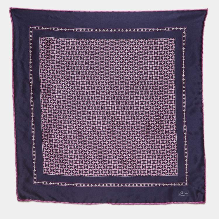 مملوكة مسبقًا Brioni Purple Printed Satin Pocket Square and Tie 