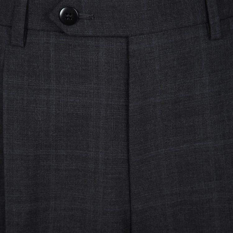 Pre Owned Brioni Super 190s Palatino Grey Checked Wool Suit XL