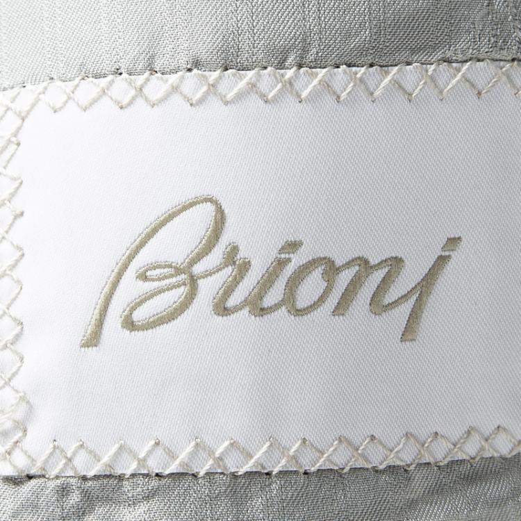 Pre Owned Brioni Super 190s Palatino Grey Checked Wool Suit XL