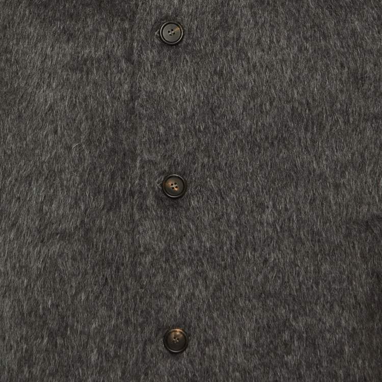 Pre Owned Brioni Grey Textured Wool Mock Neck Jacket XXL