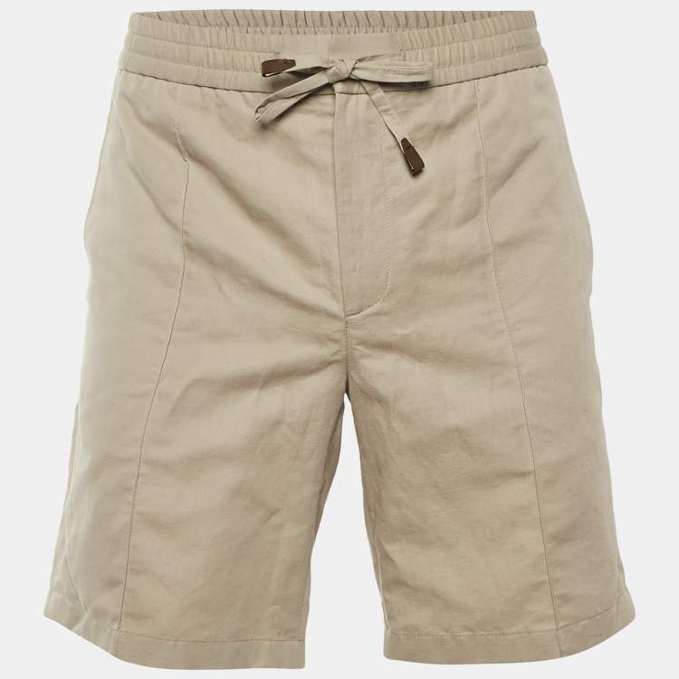 مملوكة مسبقًا Brioni Beige Linen &Cotton Blend Sidney Bermuda Shorts S
