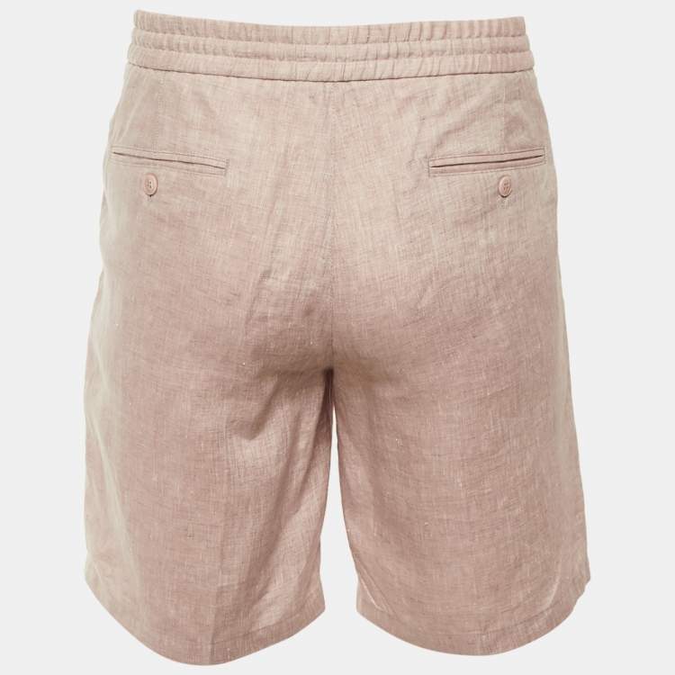 Pre Owned Brioni Light Pink Linen Shorts S 