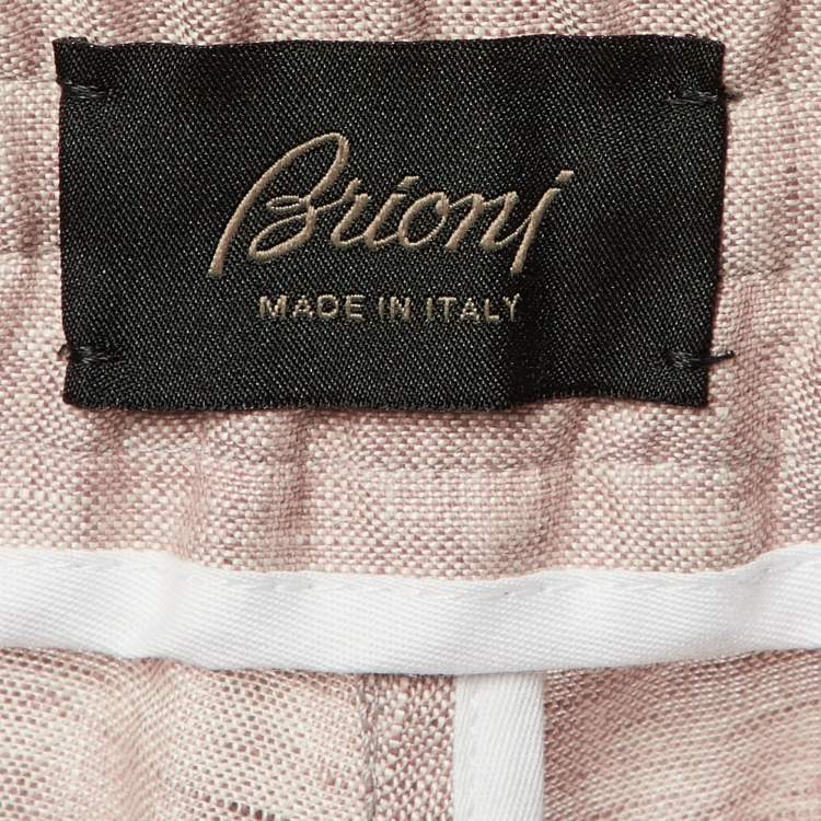 Pre Owned Brioni Light Pink Linen Shorts S 