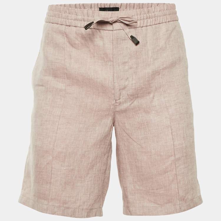 Pre Owned Brioni Light Pink Linen Shorts S 