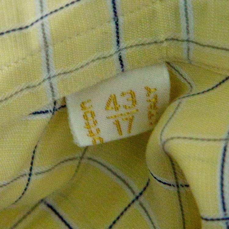 Pre Owned Brioni  Pale Yellow Checkered Cotton Short Sleeve Button Front Shirt XXL