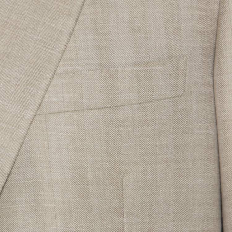 Pre Owned Brioni Beige Houndstooth Pattern Parlamento Blazer 2XL