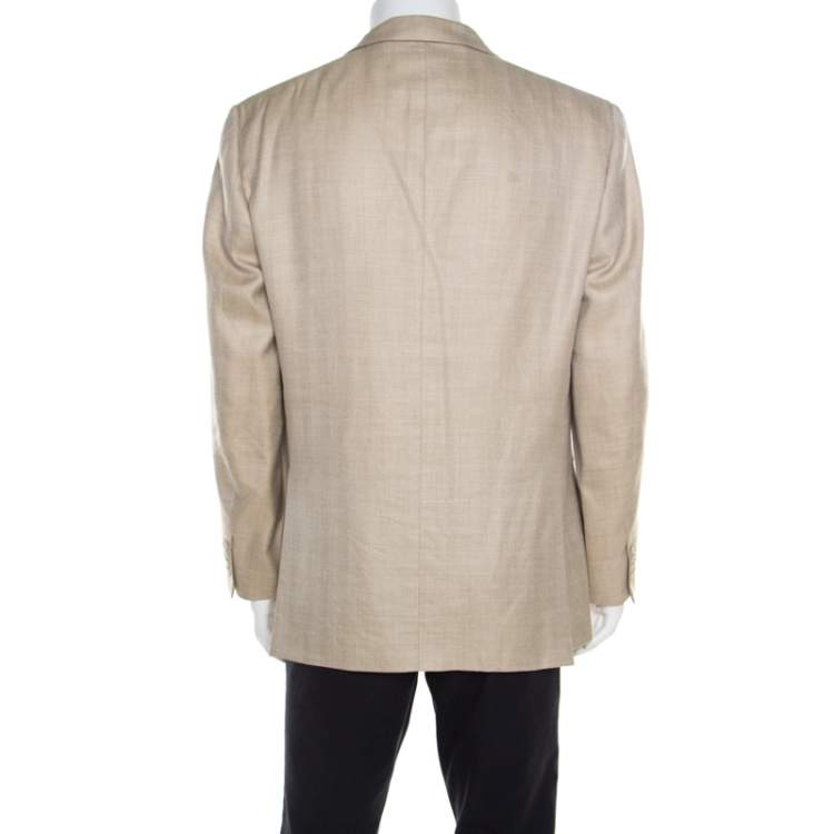 Pre Owned Brioni Beige Houndstooth Pattern Parlamento Blazer 2XL