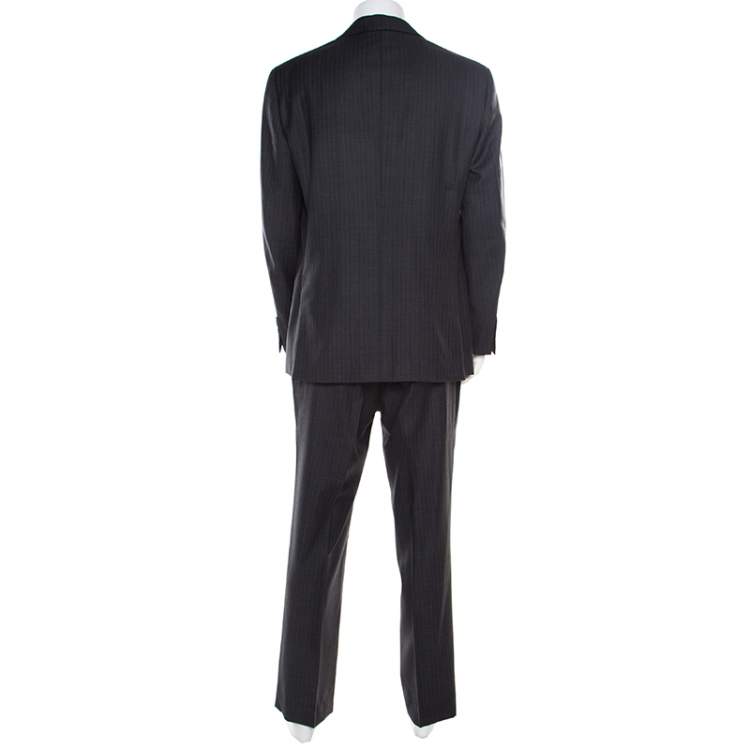 Pre Owned Brioni Grey Herringbone Pattern Wool Tailored Suit XS