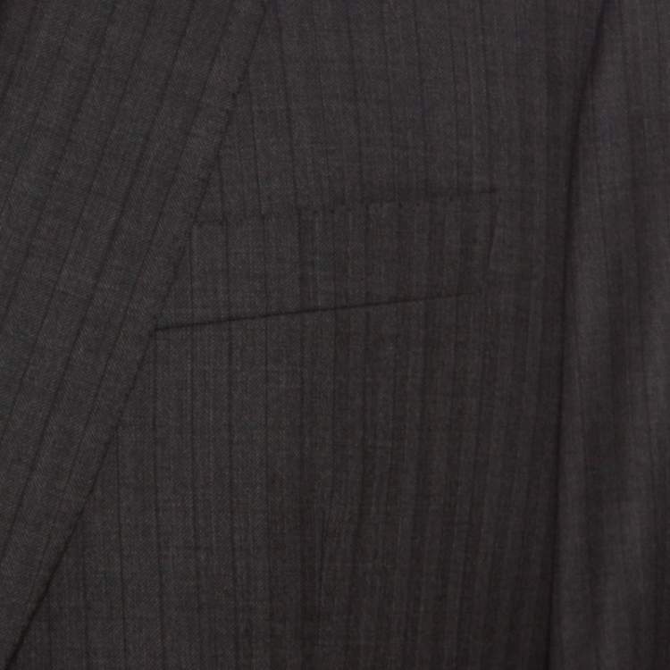 Pre Owned Brioni Grey Herringbone Pattern Wool Tailored Suit XS