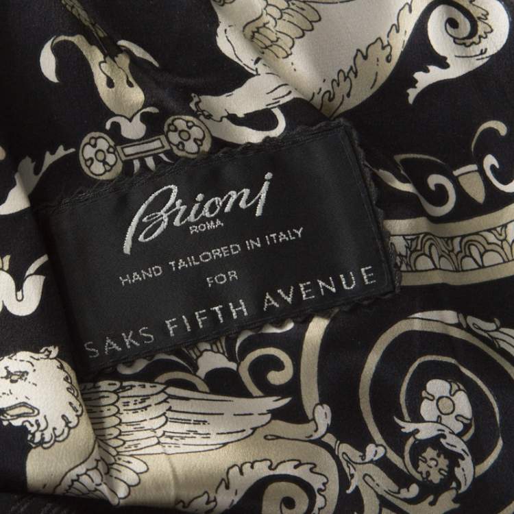 Pre Owned Brioni Black Cashmere Detachable Fur Collar Detail Belted Long Coat XXL