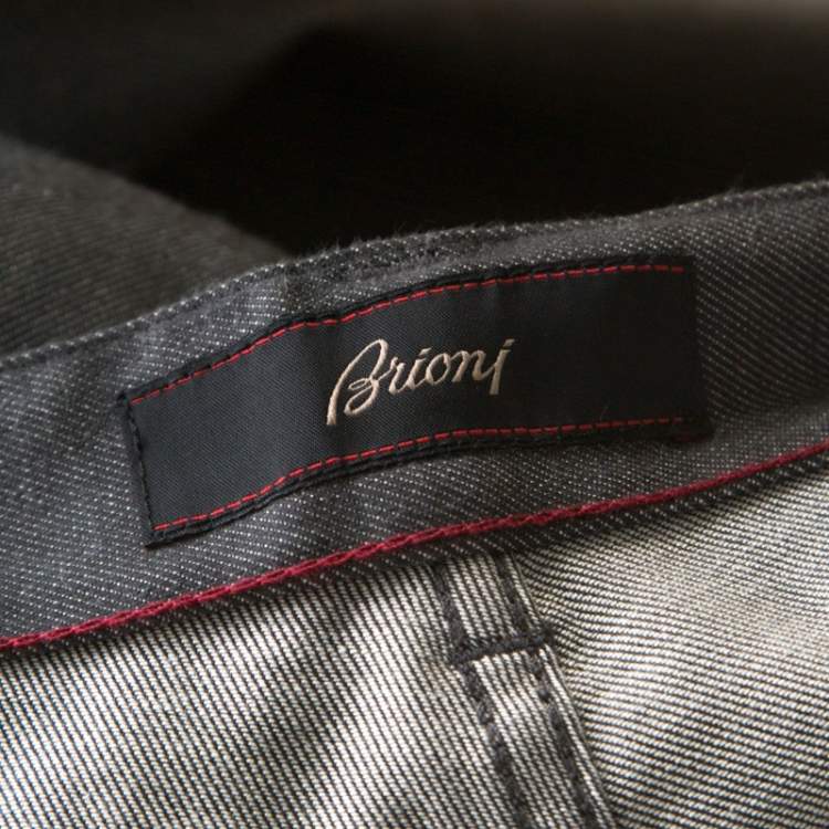 Pre Owned Brioni Grey Wool & Silk Blend Jeans L