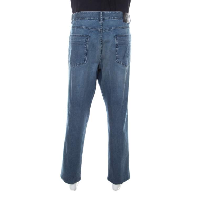 Pre Owned Brioni Blue Medium Wash Denim Straight Legged Jeans 5XL