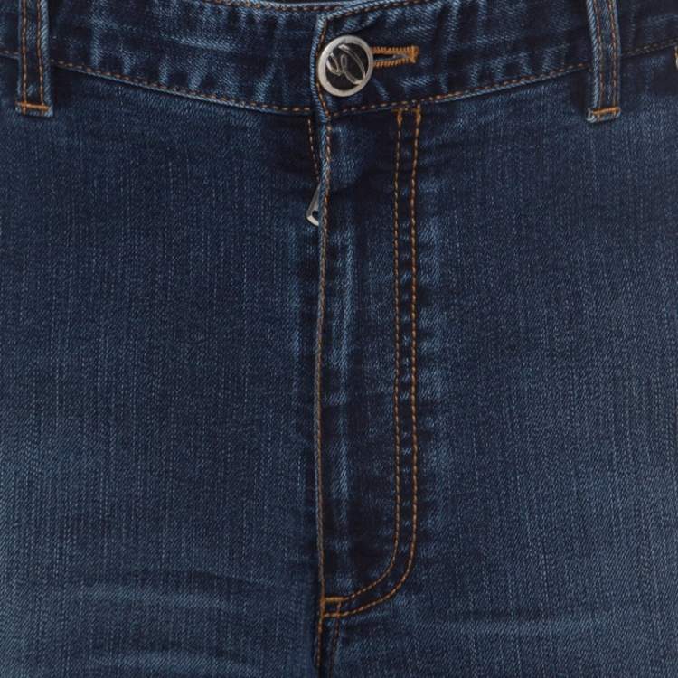 Pre Owned Brioni Blue Medium Wash Denim Straight Legged Marmolada Jeans 5XL