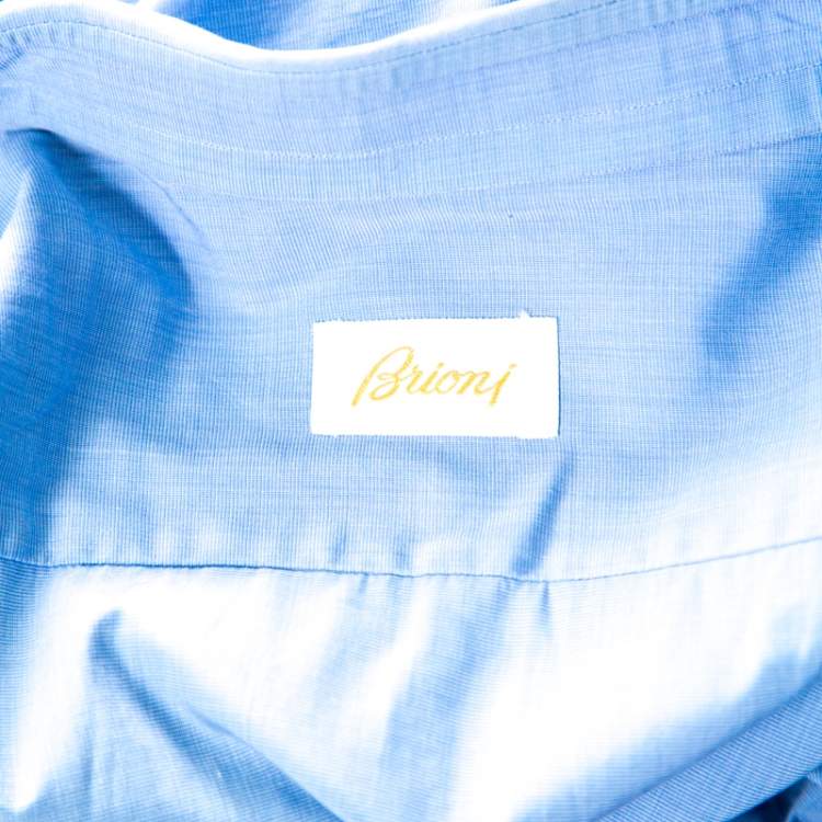 Pre Owned Brioni Blue Cotton Button Front Regular Fit Shirt XXXL