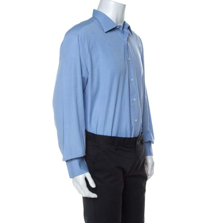 Pre Owned Brioni Blue Cotton Button Front Regular Fit Shirt XXXL
