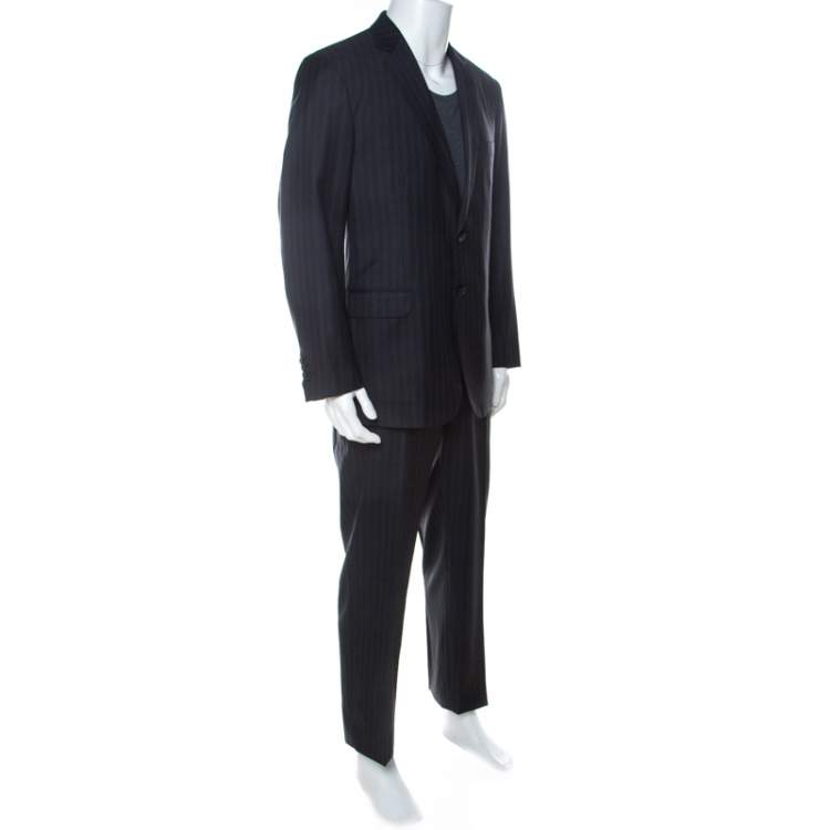 مملوكة مسبقًا Brioni Super 150s Palatino Grey Striped Wool Suit XL