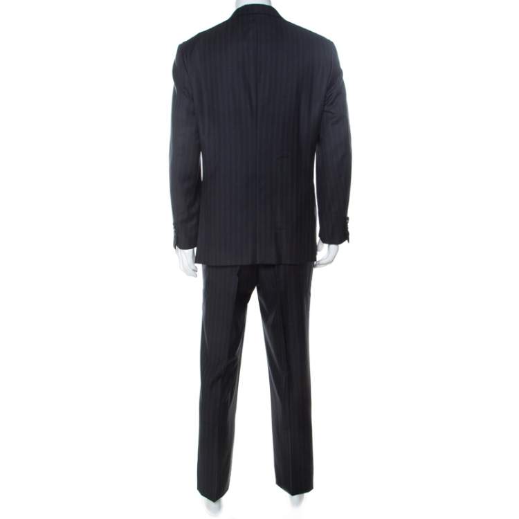 مملوكة مسبقًا Brioni Super 150s Palatino Grey Striped Wool Suit XL