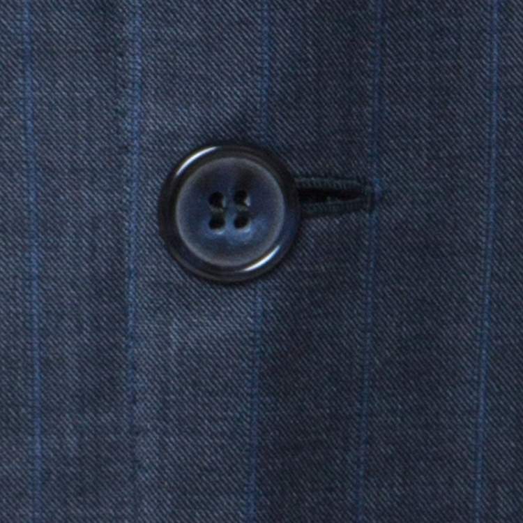Pre Owned Brioni Blue Wool and Silk Striped Colosseo Suit XXL