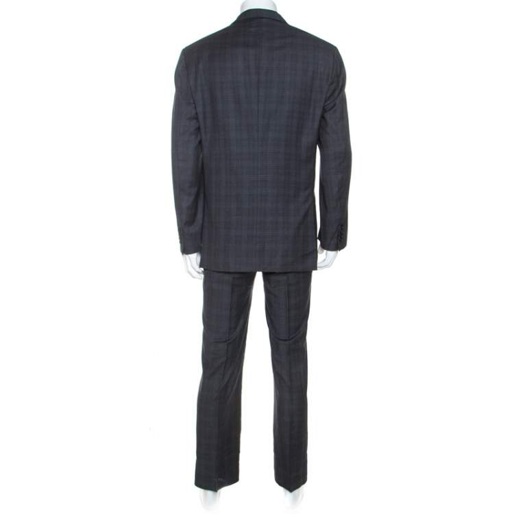Pre Owned Brioni Grey Checked Wool Super 150s Parlamento Suit 2XL
