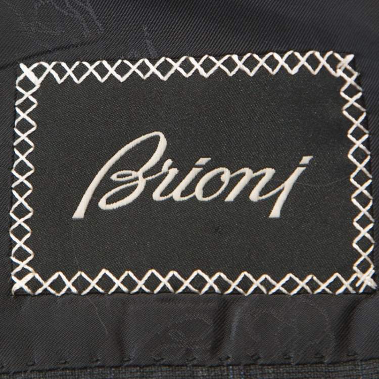 Pre Owned Brioni Grey Checked Wool Super 150s Parlamento Suit 2XL